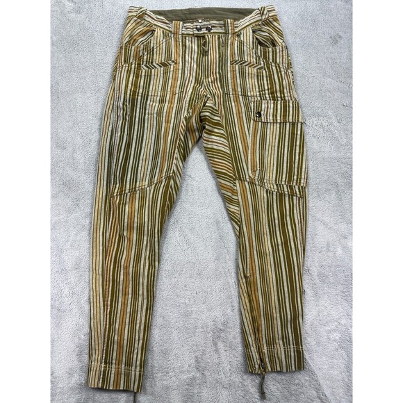 Free People Break The Rules Pants Womens 8 Multi Striped Cotton Slim Ankle Zip - Picture 1 of 15